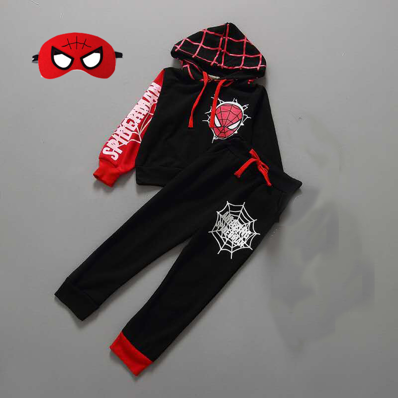 D-baby Autumn 1-7.5Y Cool boys Spider-Man Suit Long Sleeve Top+Trousers+Eye Mask Suit, Fashion Suit