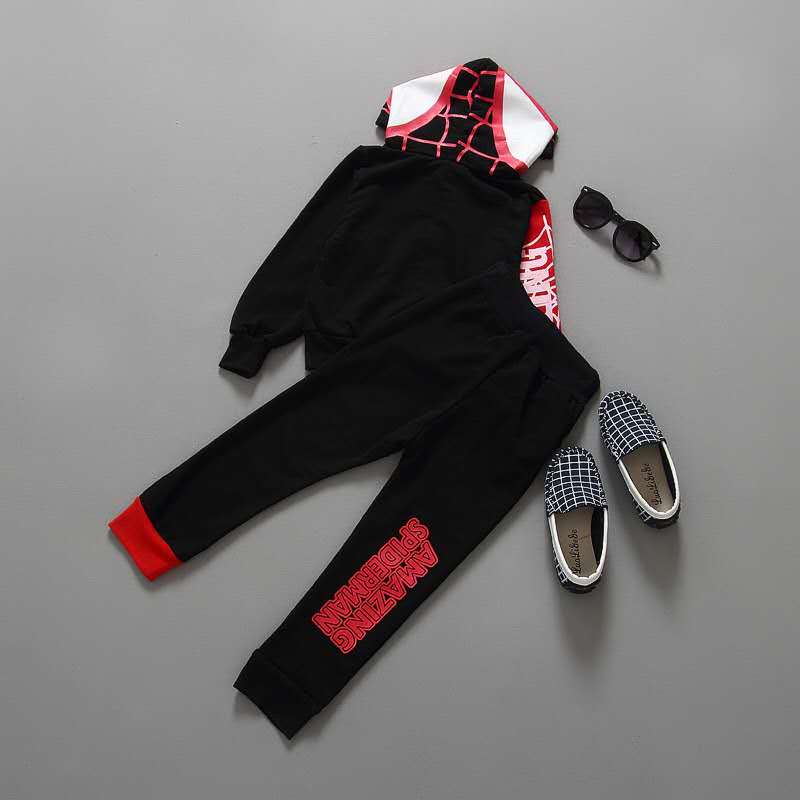 D-baby Autumn 1-7.5Y Cool boys Spider-Man Suit Long Sleeve Top+Trousers+Eye Mask Suit, Fashion Suit