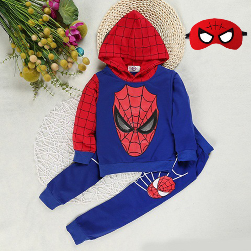 D-baby Autumn 1-7.5Y Cool boys Spider-Man Suit Long Sleeve Top+Trousers+Eye Mask Suit, Fashion Suit
