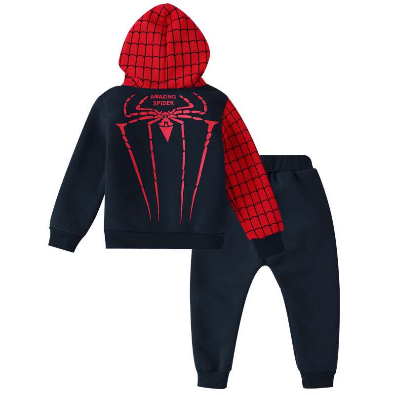 D-baby Autumn 1-7.5Y Cool boys Spider-Man Suit Long Sleeve Top+Trousers+Eye Mask Suit, Fashion Suit