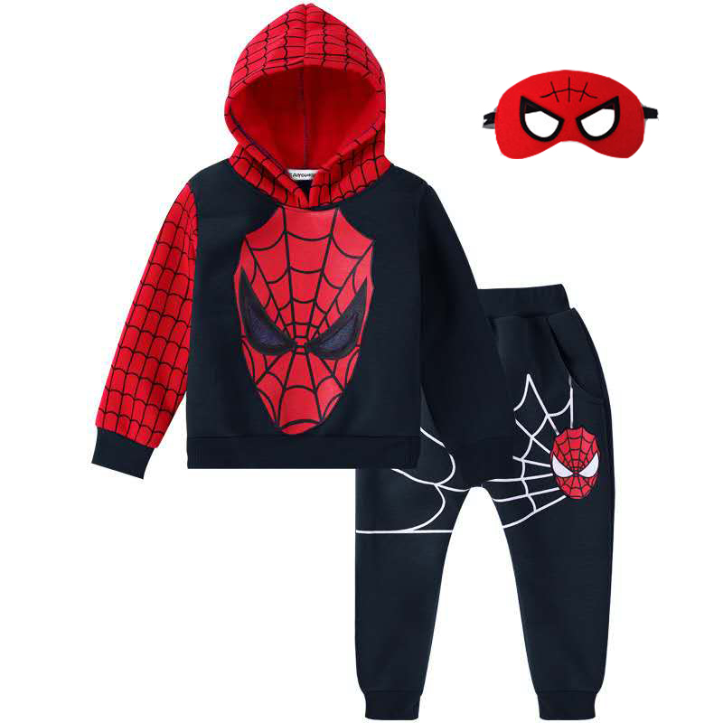 D-baby Autumn 1-7.5Y Cool boys Spider-Man Suit Long Sleeve Top+Trousers+Eye Mask Suit, Fashion Suit