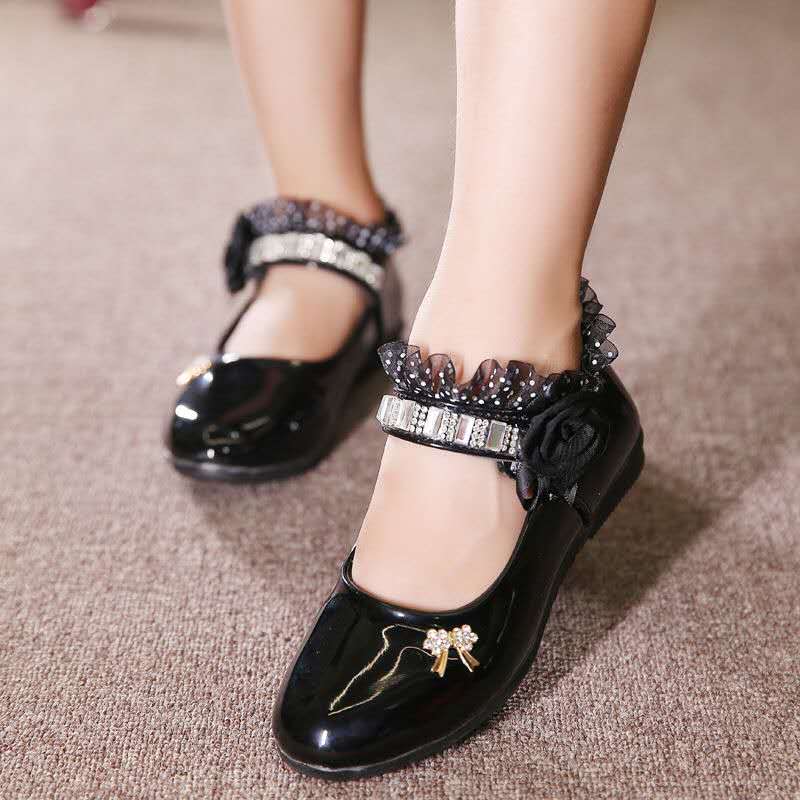 D-baby Hot Girls Leather Shoes Lovely Dress Shoes High Quality Princess Kids Shoes Children Shoes