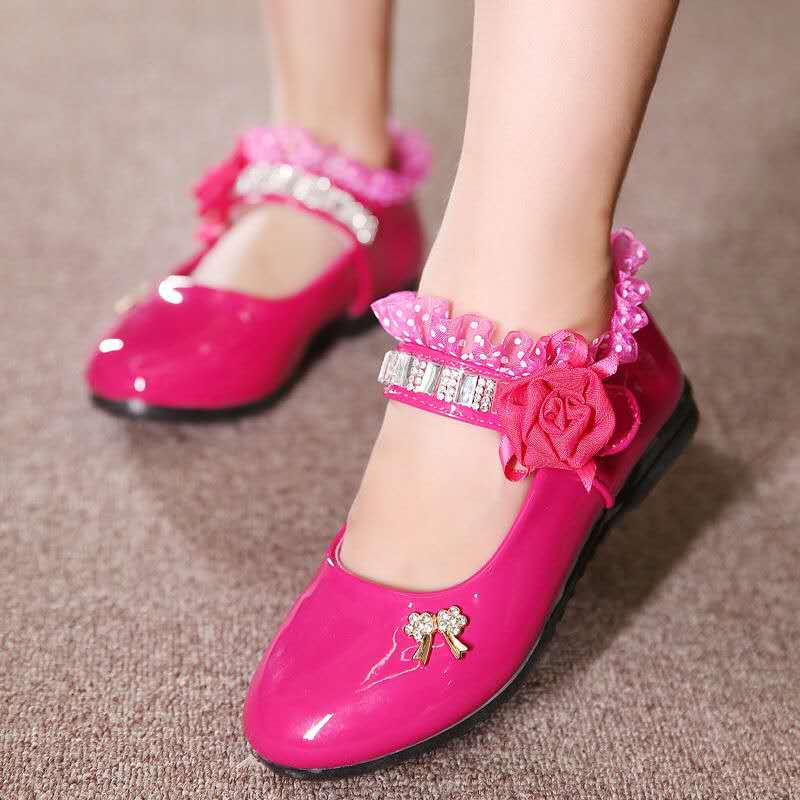 D-baby Hot Girls Leather Shoes Lovely Dress Shoes High Quality Princess Kids Shoes Children Shoes