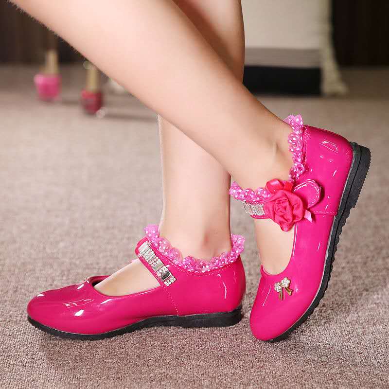 D-baby Hot Girls Leather Shoes Lovely Dress Shoes High Quality Princess Kids Shoes Children Shoes