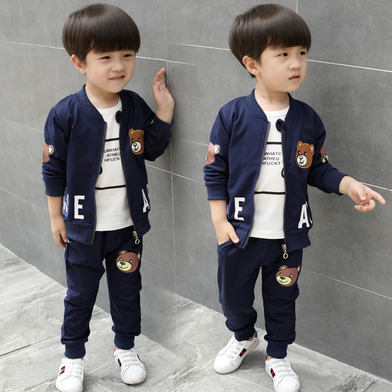 D-baby Autumn Kids Coat Jacket+T Shirt+Pants 3 Pcs Children Sport Suits Boys Clothes Set