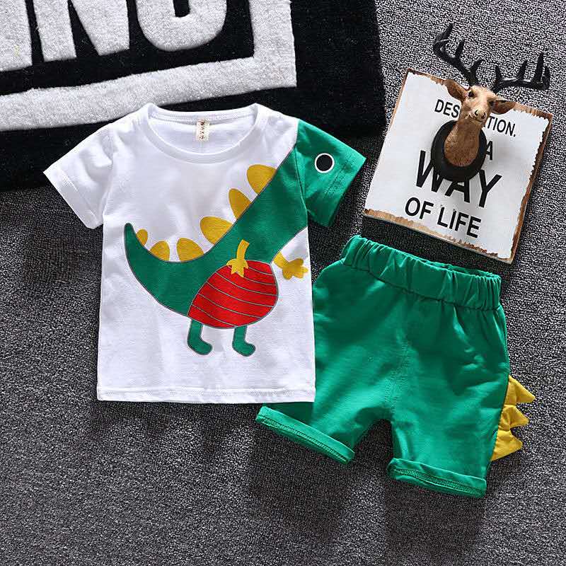 D-baby 2PCS Cool Boy Summer Clothing Set Toddler Outfit Shirt+Pants Outfits Set Clothes