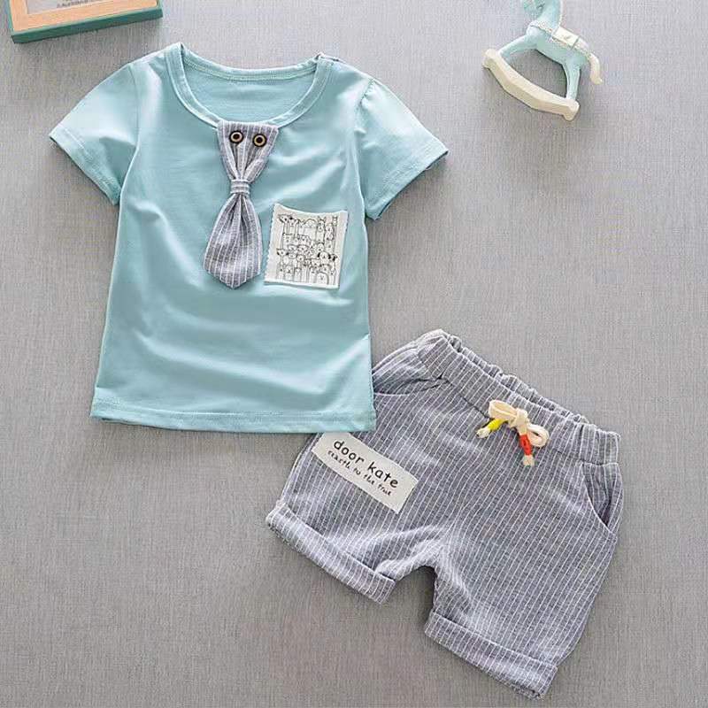 D-baby Hot New 2Pcs Fashion Baby Boys Top+Pants Clothes Set Cotton Material Infant Clothing Set