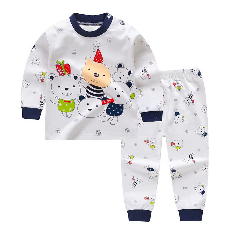 D-baby Autumn 2PCS Kids Boys Girls Clothing Pure Cotton Set Outfit Top+Pants Sport Toddler Tracksuit