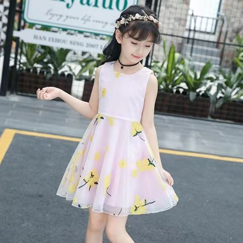 D-baby 2-10y Summer Flower Dress Girl Princess Costume Dresses Party Wear Tulle Kids Children dress