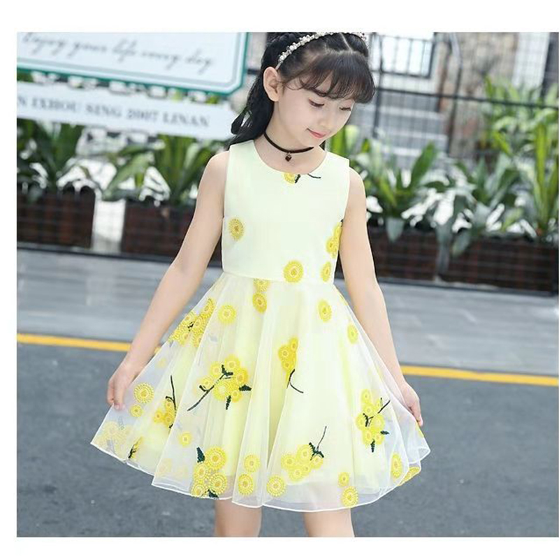 D-baby 2-10y Summer Flower Dress Girl Princess Costume Dresses Party Wear Tulle Kids Children dress