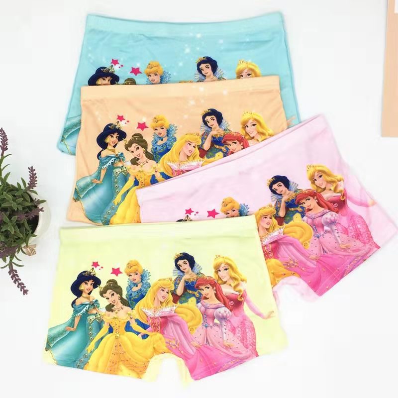 D-baby 4PCS (2-9Y) Little Big Girls Soft Modal+Cotton Boxer Briefs Underwear Print