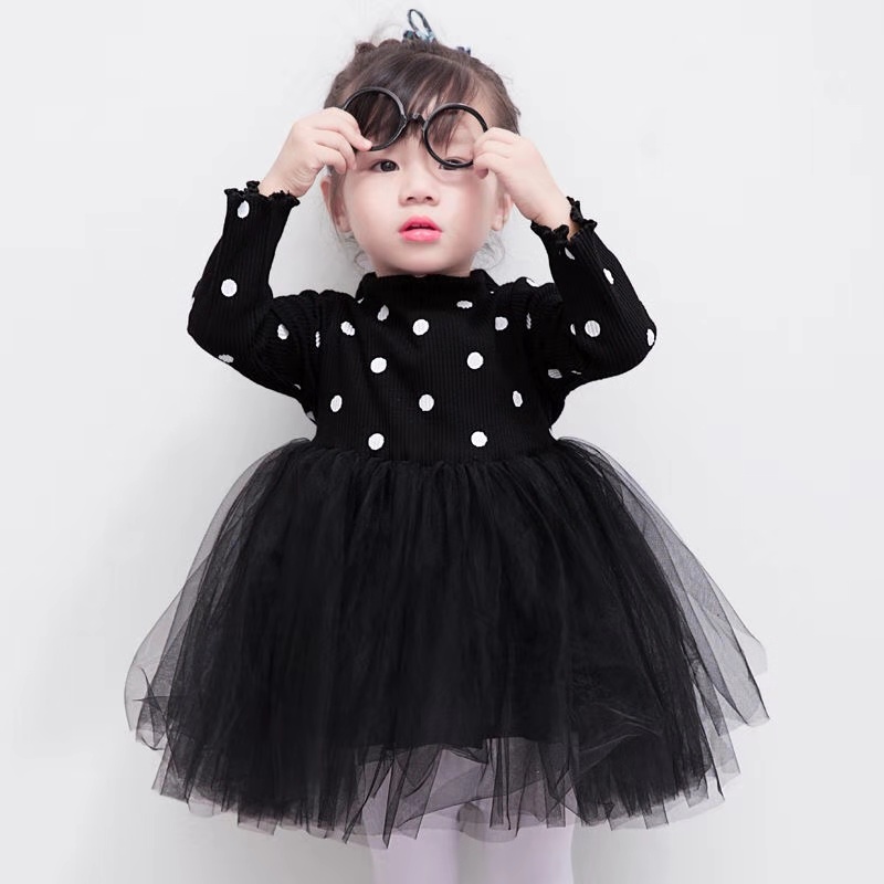 D-baby Autumn 1pc Kid Girls Princess Baby Dress Newborn Infant Baby Girl Clothes Bow Dot Tutu Dress