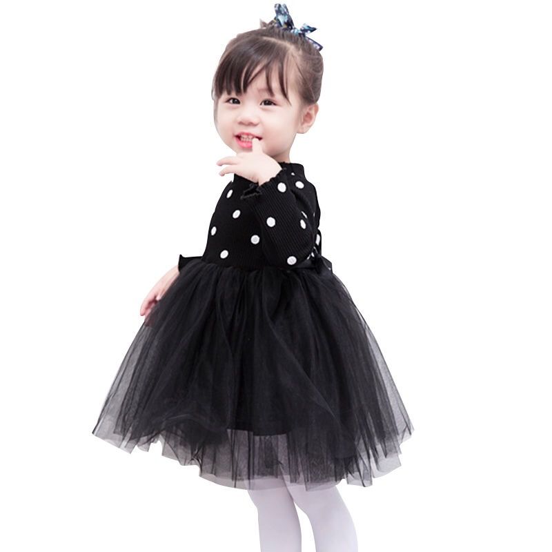 D-baby Autumn 1pc Kid Girls Princess Baby Dress Newborn Infant Baby Girl Clothes Bow Dot Tutu Dress