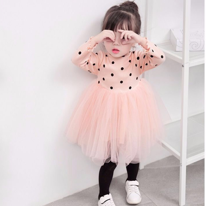 D-baby Autumn 1pc Kid Girls Princess Baby Dress Newborn Infant Baby Girl Clothes Bow Dot Tutu Dress