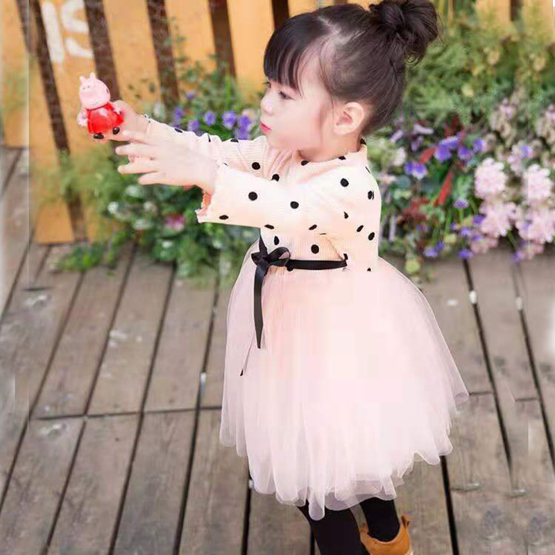 D-baby Autumn 1pc Kid Girls Princess Baby Dress Newborn Infant Baby Girl Clothes Bow Dot Tutu Dress