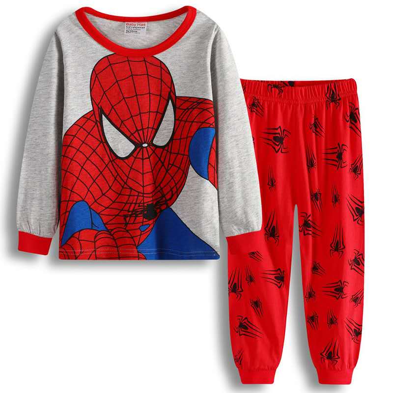 D-baby Boy Spider-man Iron Man Superman Car shirt +Trousers Children&apos;s Outfits Set Clothes Suits