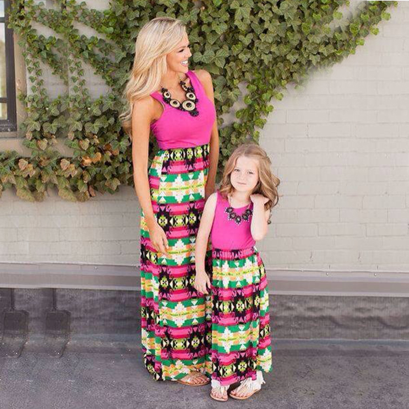 D-baby Promotion Clearance 1PC Mother or BABY Girl Milk Silk Dress flower Summer Casual Dresses