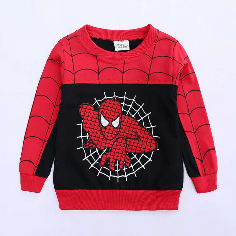 D-baby Autumn 4PCS 0-8.5Y Boys Spider-Man Set Hooded Zipper Vest+Top+Trousers+Eye Mask Suit
