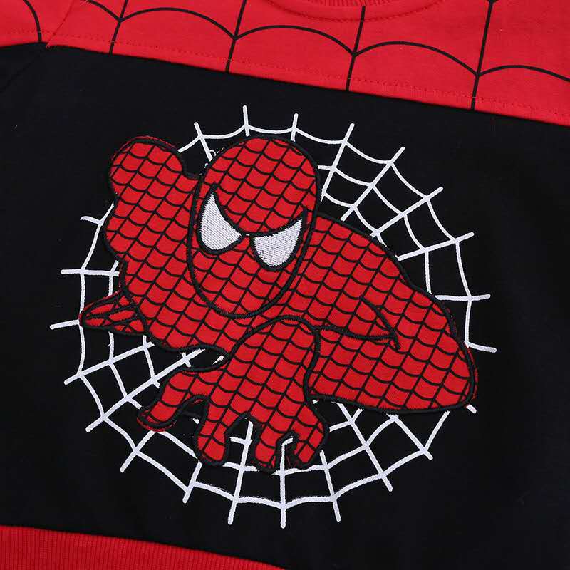 D-baby Autumn 4PCS 0-8.5Y Boys Spider-Man Set Hooded Zipper Vest+Top+Trousers+Eye Mask Suit