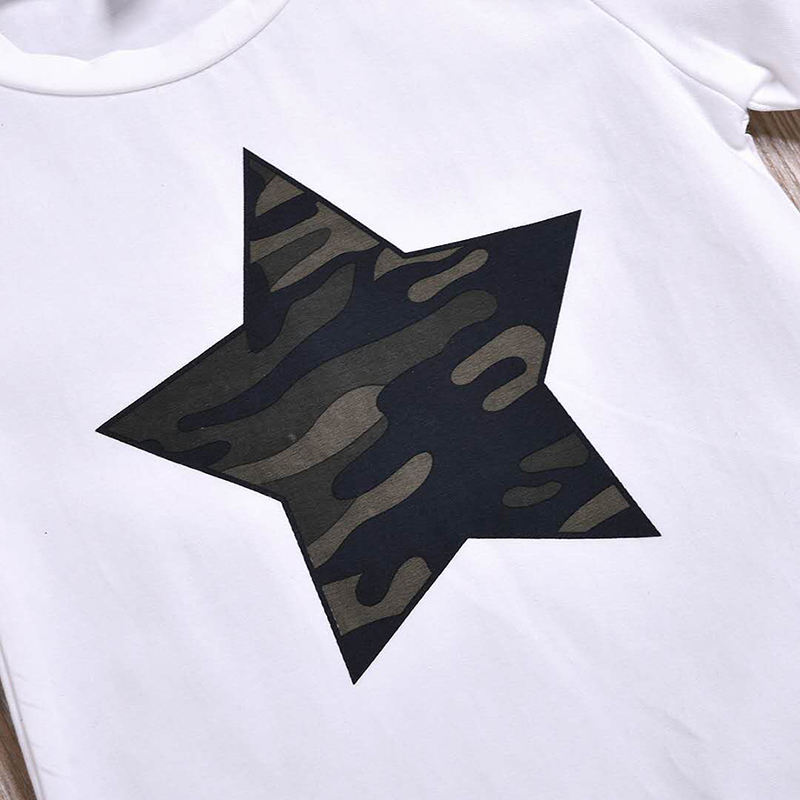 D-baby Toddler Kids Boys Baby Shark /Beard/Star Short Sleeve T-shirt Tops+Pants Set Outfits Clothes