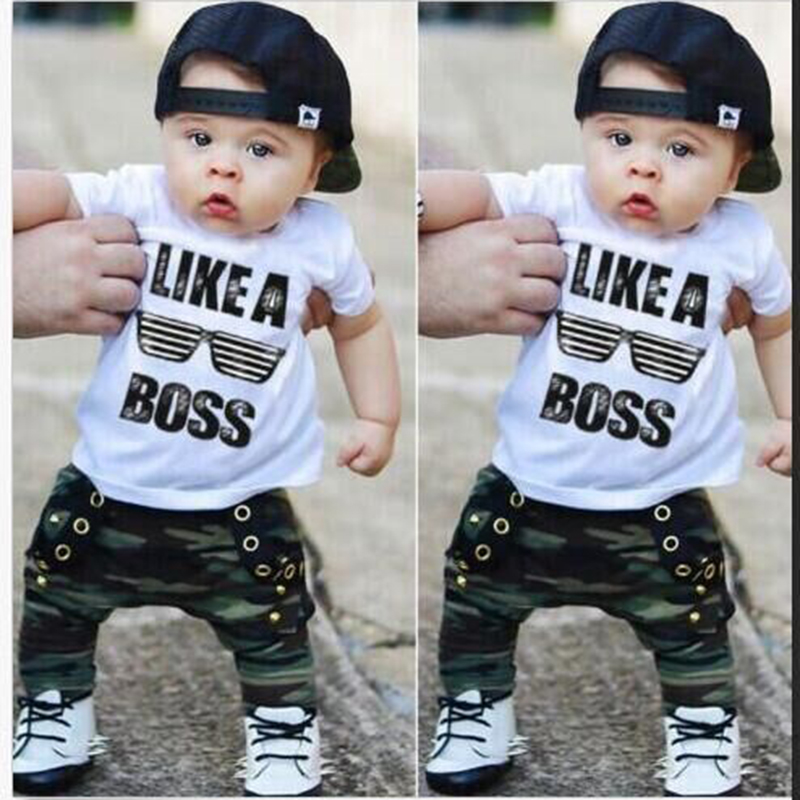 D-baby Newborn Baby Boys Girls Clothing Set Boutique Toddler Outfit 2pcs Shirt+Pants