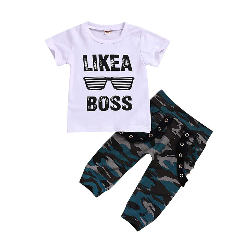 D-baby Newborn Baby Boys Girls Clothing Set Boutique Toddler Outfit 2pcs Shirt+Pants