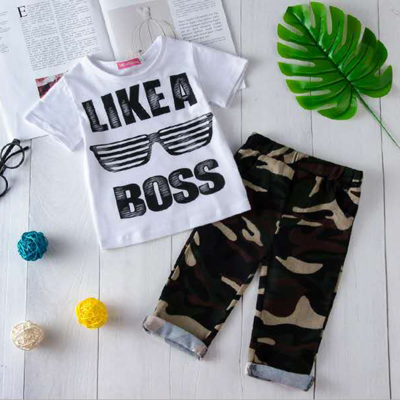 D-baby Newborn Baby Boys Girls Clothing Set Boutique Toddler Outfit 2pcs Shirt+Pants