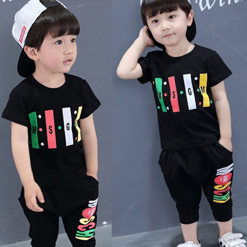 D-baby 2PCS 0-6Y Kids Boys Girls Clothing Set Toddler Outfit T-Shirt+Shorts Summer Suits