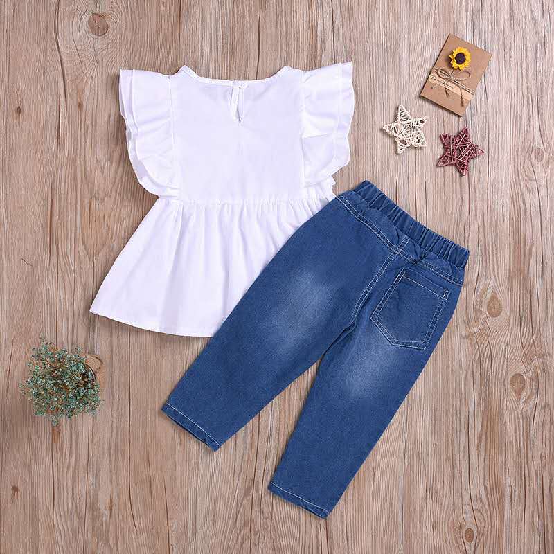 D-baby Toddler Kids Baby Girls Love leopard print Tops+ pants Set Girls Outfits Clothes Girls Clothing