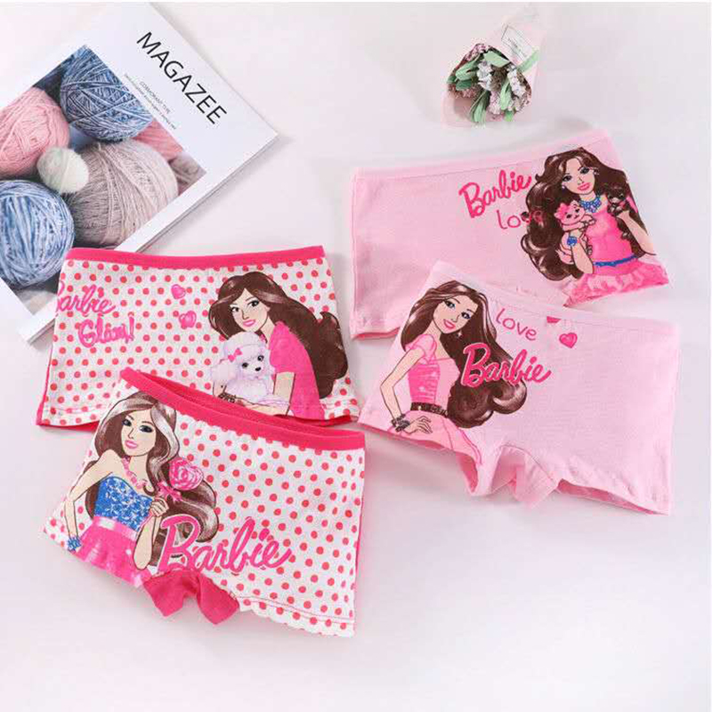 D-baby 4 Pcs/pack Children Cotton Underwear Baby Girl Cartoon Printed Boxer Briefs Panties