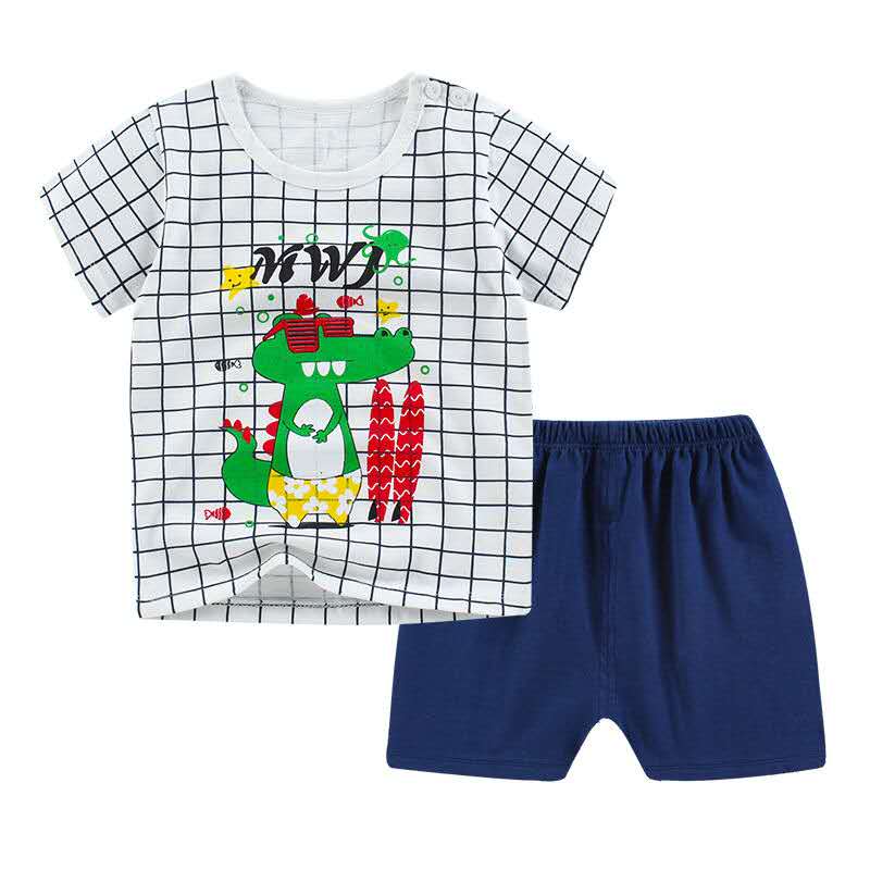 D-baby New 2Pcs Fashion Baby Boys Girls Top+Pants Clothes Set Cotton Material Infant Clothing Set