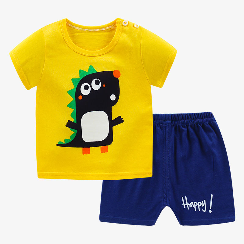 D-baby New 2Pcs Fashion Baby Boys Girls Top+Pants Clothes Set Cotton Material Infant Clothing Set