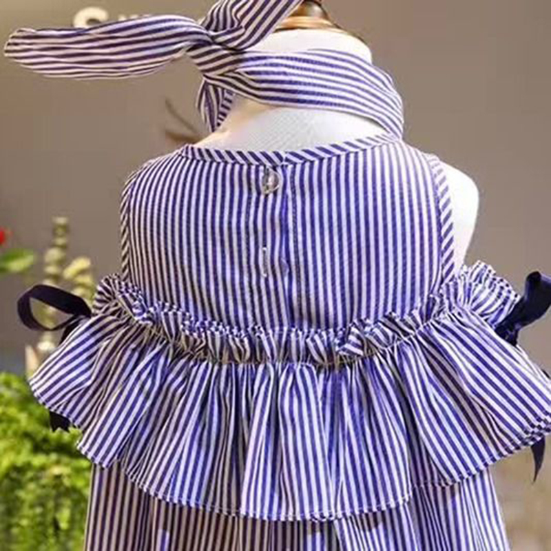 D-Baby Hot Girl's Bow Striped Dress Kids Girls Dresses New Fashion Gresses