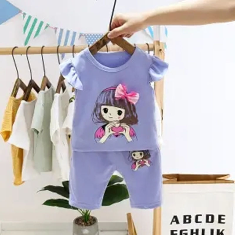 D-baby New Fashion Girls T-shirt+ shorts/skirt 2pcs Set Cotton Children Clothing Set