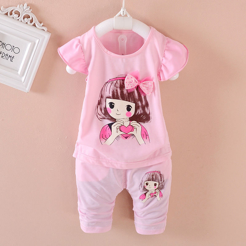 D-baby New Fashion Girls T-shirt+ shorts/skirt 2pcs Set Cotton Children Clothing Set