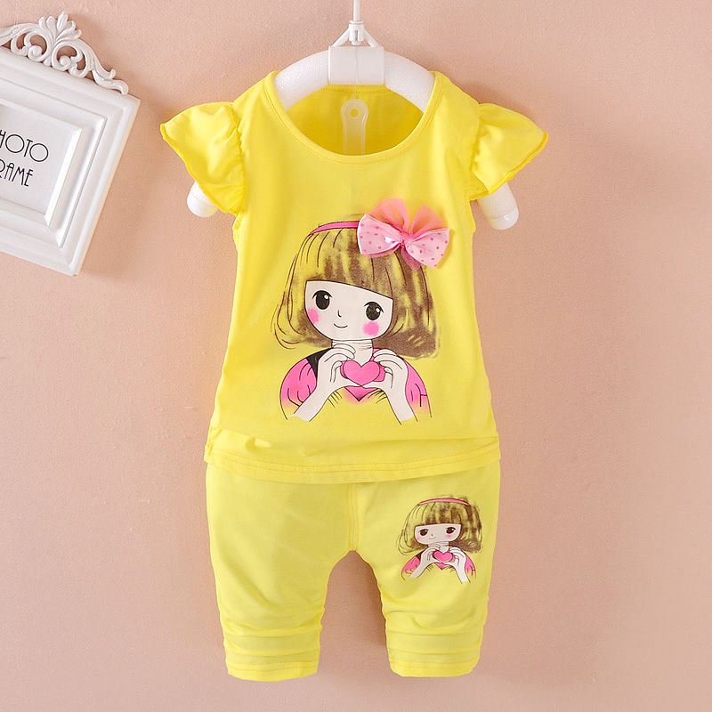 D-baby New Fashion Girls T-shirt+ shorts/skirt 2pcs Set Cotton Children Clothing Set