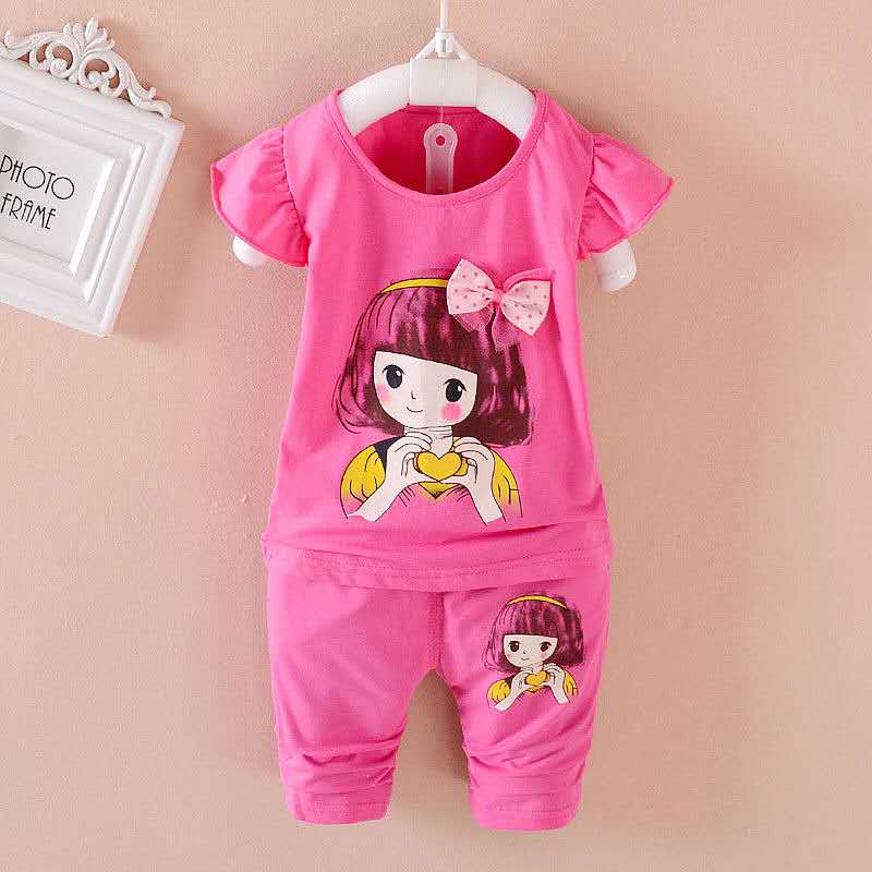 D-baby New Fashion Girls T-shirt+ shorts/skirt 2pcs Set Cotton Children Clothing Set