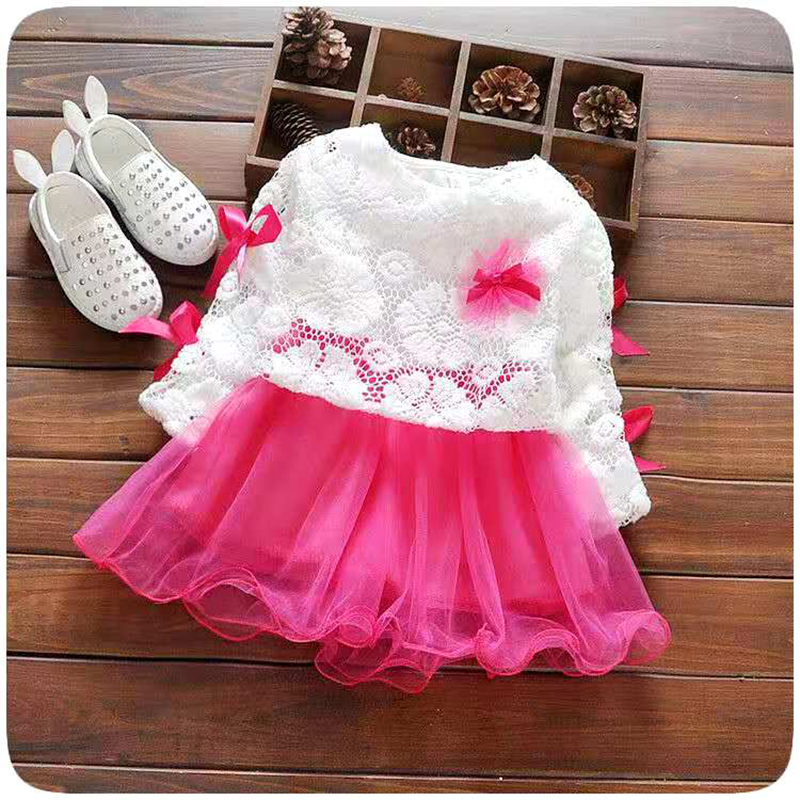 D-baby 0-2Y Girls Dresses Newborn Infant Baby Girl Lace Dress Todller Wedding Dress