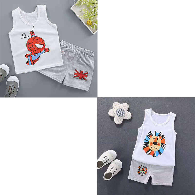 D-baby 2Pcs Kids Baby Boys Girls Suit sleeveless shirt+ shorts Outfits Clothes Set