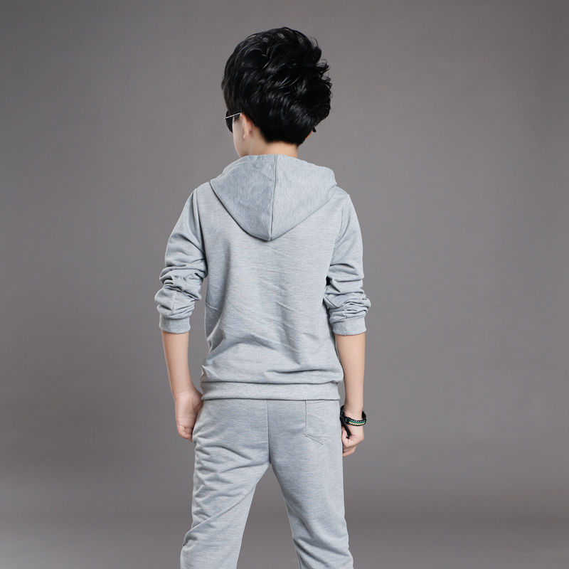 D-baby Autumn 3-14y 2PCS Hot Children Suit, Kids Cotton Hoodie + Pants Suit Big Boy Fashion Suit