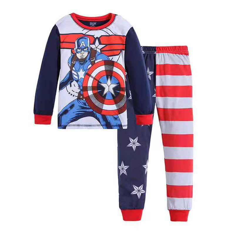 D-baby Boy Spider-man Iron Man Superman Car shirt +Trousers Children&apos;s Outfits Set Clothes Suits
