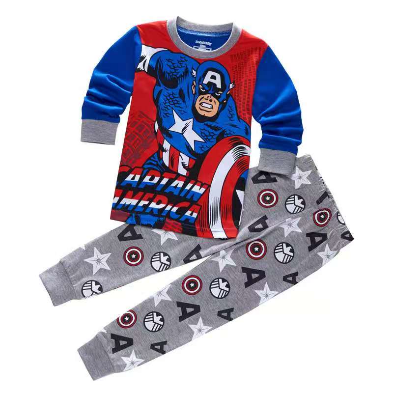 D-baby Boy Spider-man Iron Man Superman Car shirt +Trousers Children&apos;s Outfits Set Clothes Suits