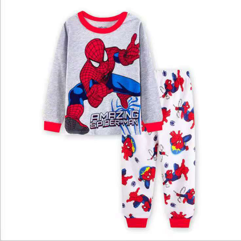 D-baby Boy Spider-man Iron Man Superman Car shirt +Trousers Children&apos;s Outfits Set Clothes Suits
