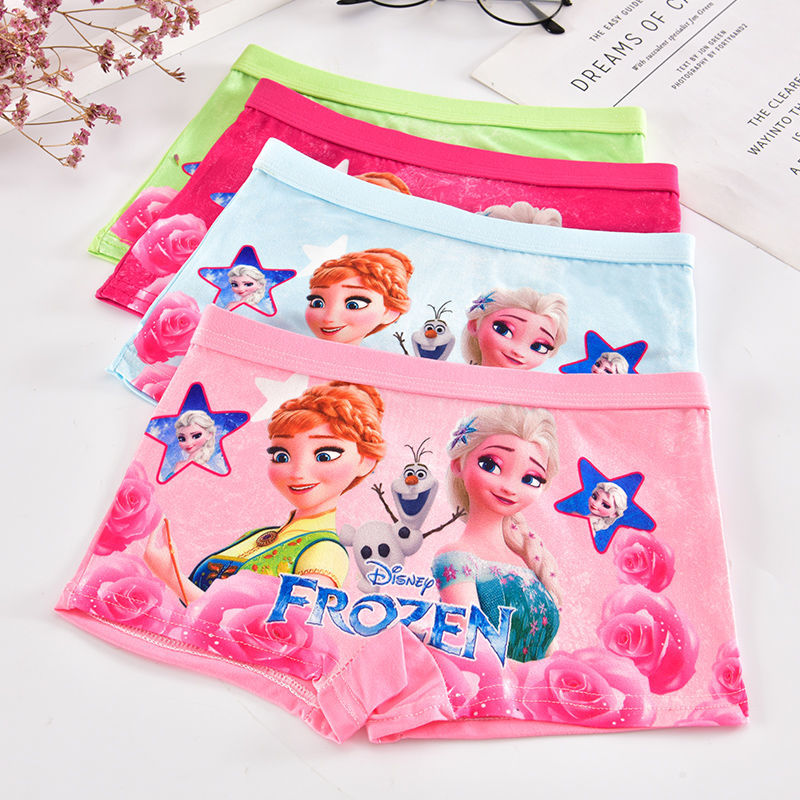 D-baby 4PCS (2-9Y) Little Big Girls Soft Modal+Cotton Boxer Briefs Underwear Print