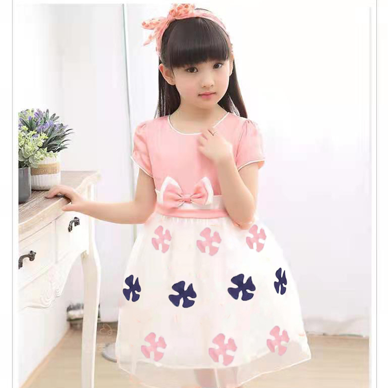 D-baby 1PC Girl elegant flower princess dress kids wedding dress party dress performance clothes