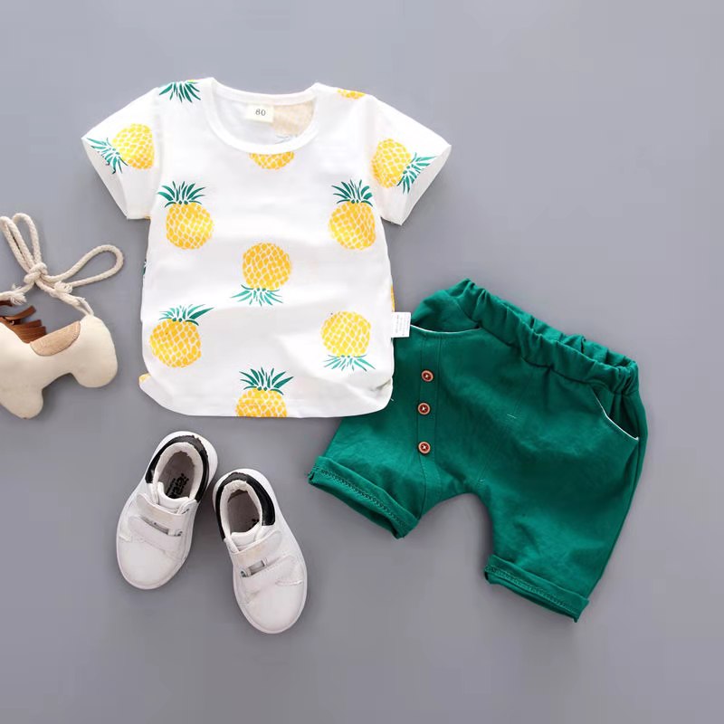 D-baby 2PCS Cool Boy Summer Clothing Set Toddler Outfit Shirt+Pants Outfits Set Clothes