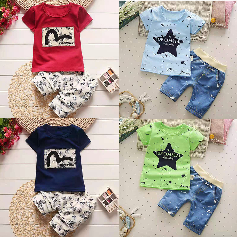 D-baby Summer Kids Clothes for Boys Fashion t-shirt pants 2 pcs Baby Boys Toddler Suit