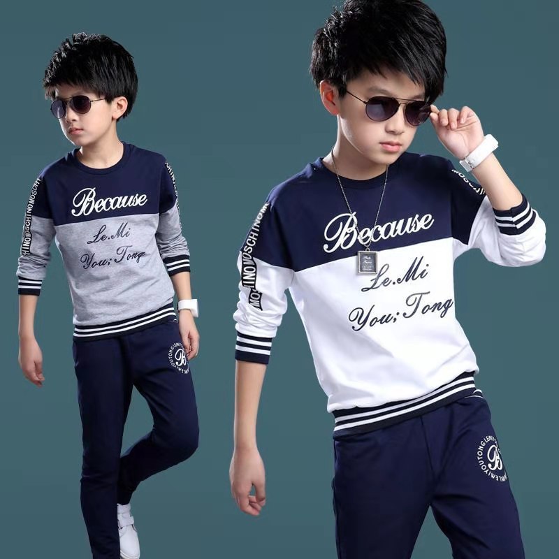 D-baby Autumn 3-13y Cool Children&apos;s clothing Boys Girls Cotton blend Tops Harem Pants Outfits Set