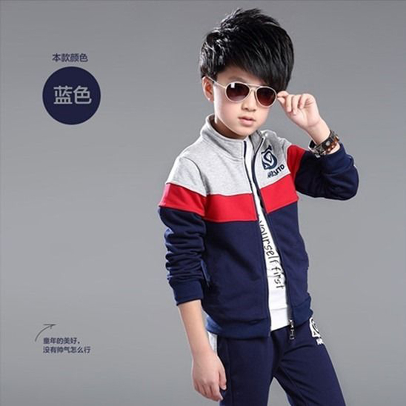D-baby Autumn 2.5-11Y Gentlemen Boys Leisure Sports Warm Suit, Collar Top + Trousers Fashion Suit
