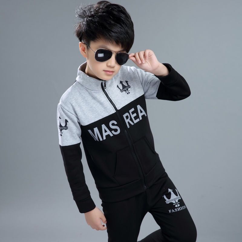 D-baby Autumn 2.5-11Y Gentlemen Boys Leisure Sports Warm Suit, Collar Top + Trousers Fashion Suit